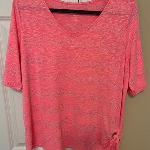 "Belle" Kim Gravel " knit top. Neon Pink.
